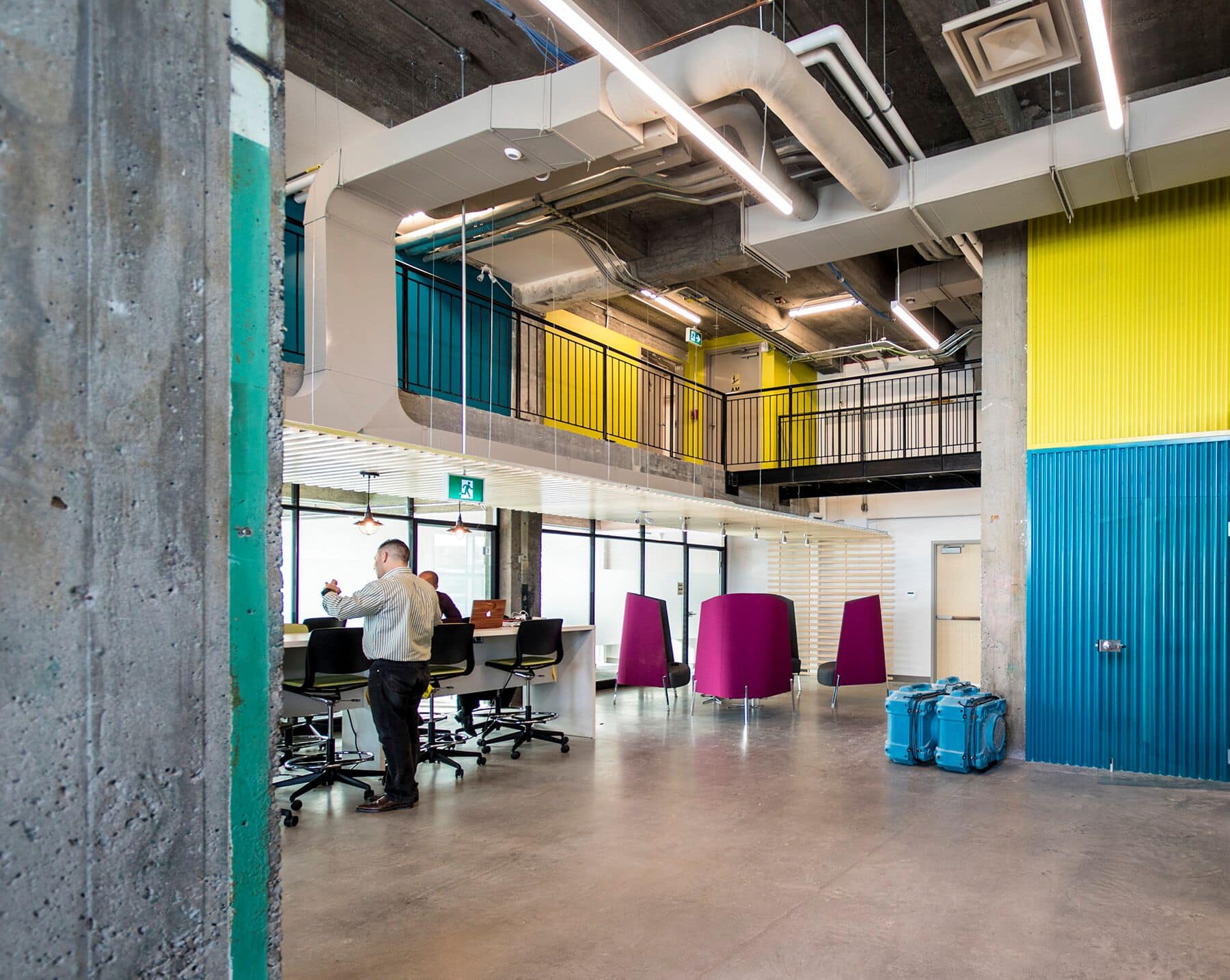 Open office lounge lighting at Bayview Yards, Ottawa