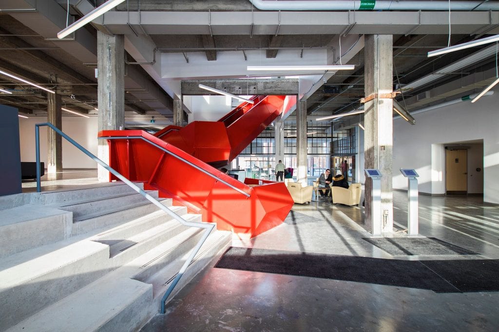 Atrium stairwell lighting at Bayview Yards, Ottawa
