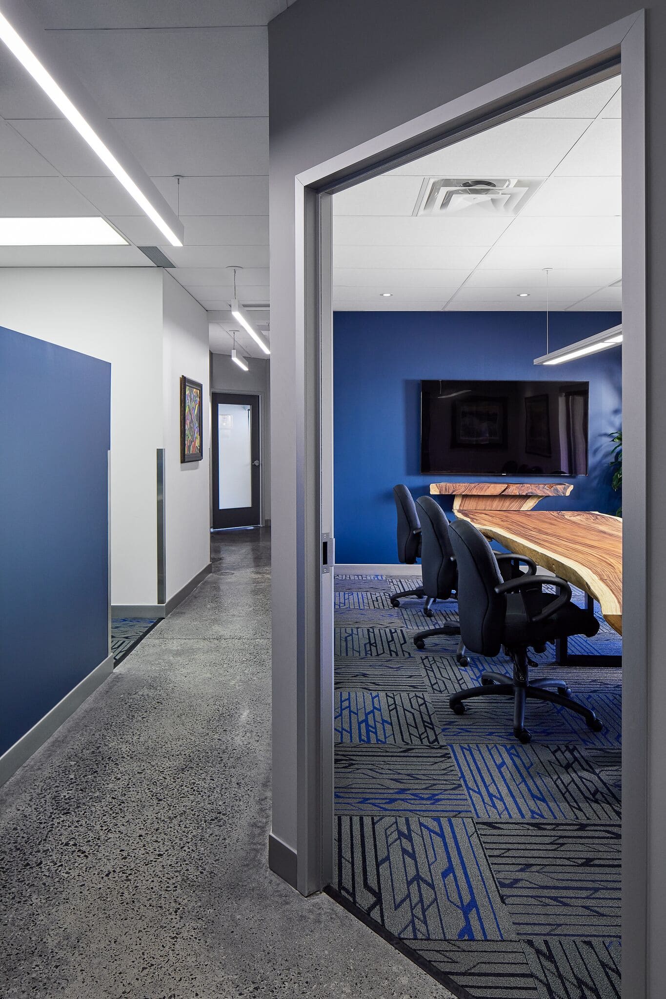 Boardroom corridor lighting at Annis O’Sullivan Vollebekk, Kanata
