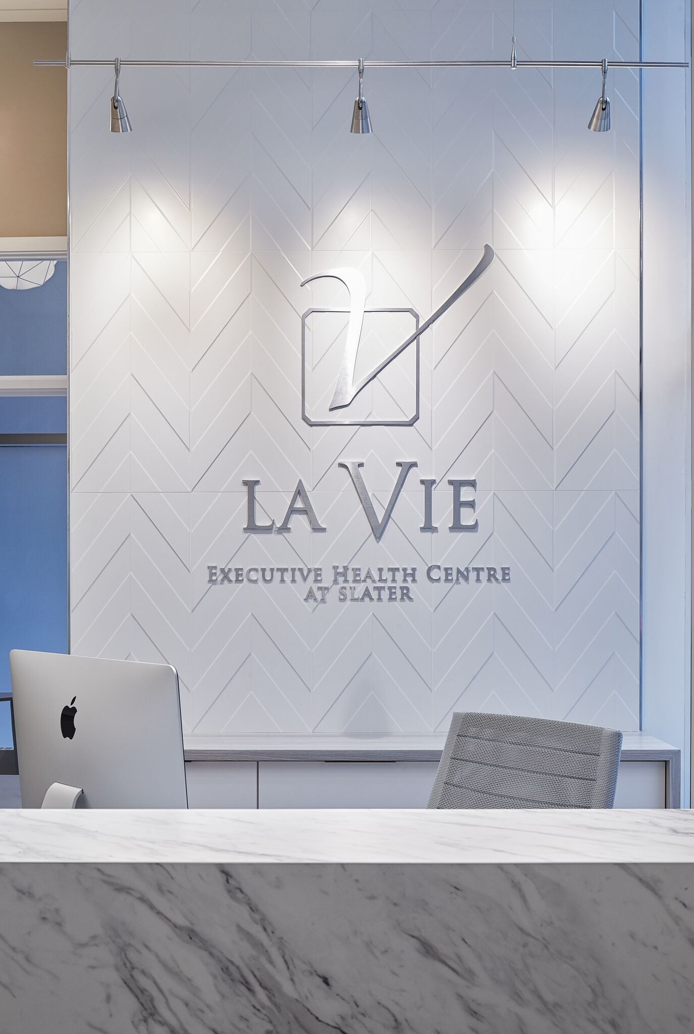 Reception lighting at La Vie Executive Health Centre, Ottawa