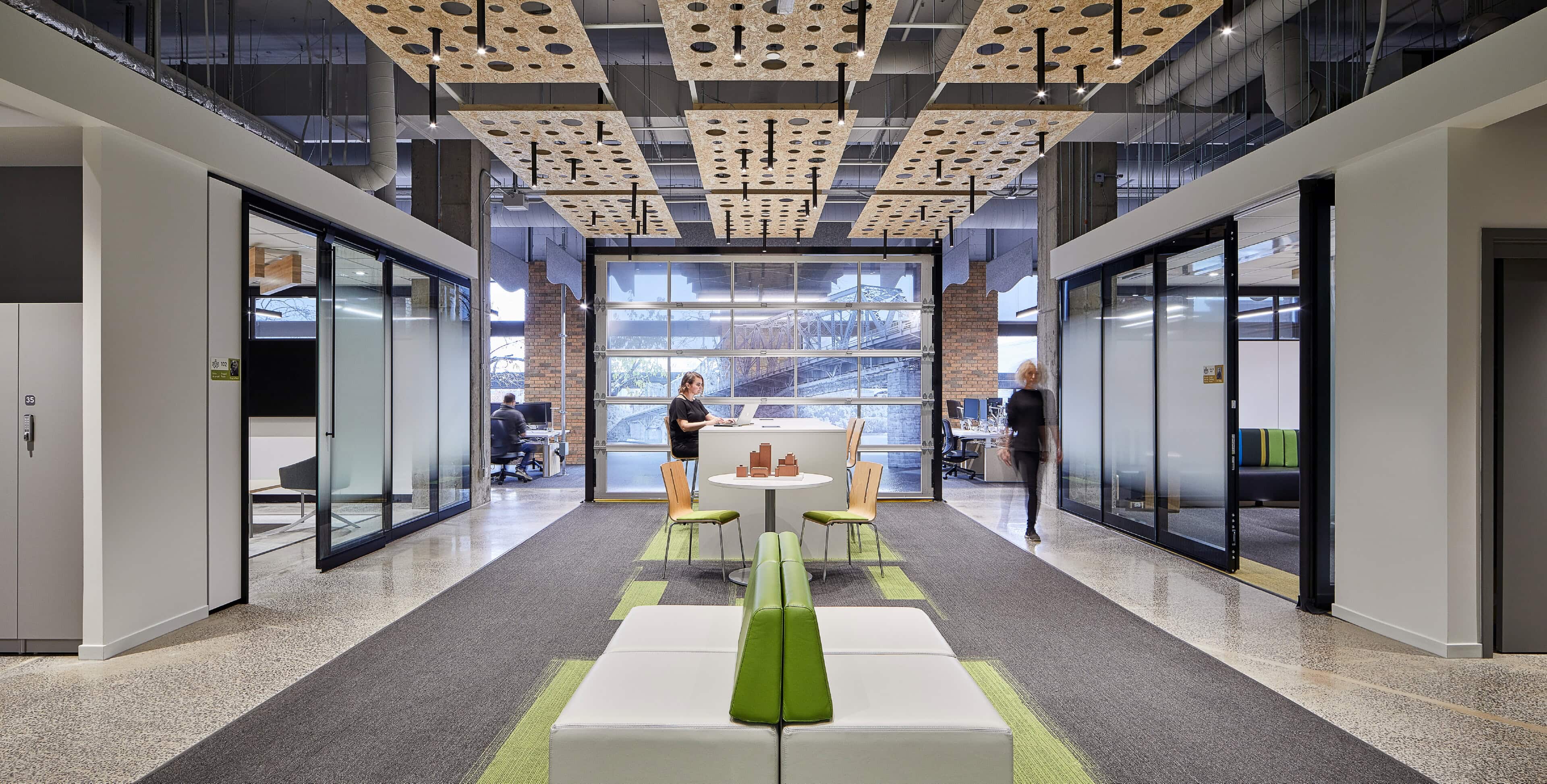 Corridor ceiling lighting at GCworkplace, Gatineau