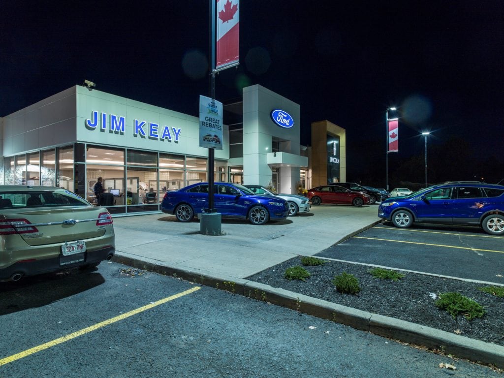 Exterior lighting at Jim Keay Ford Lincoln, Ottawa