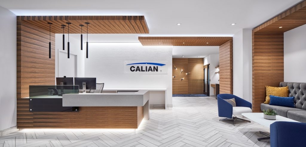 Reception lighting at Calian, Kanata