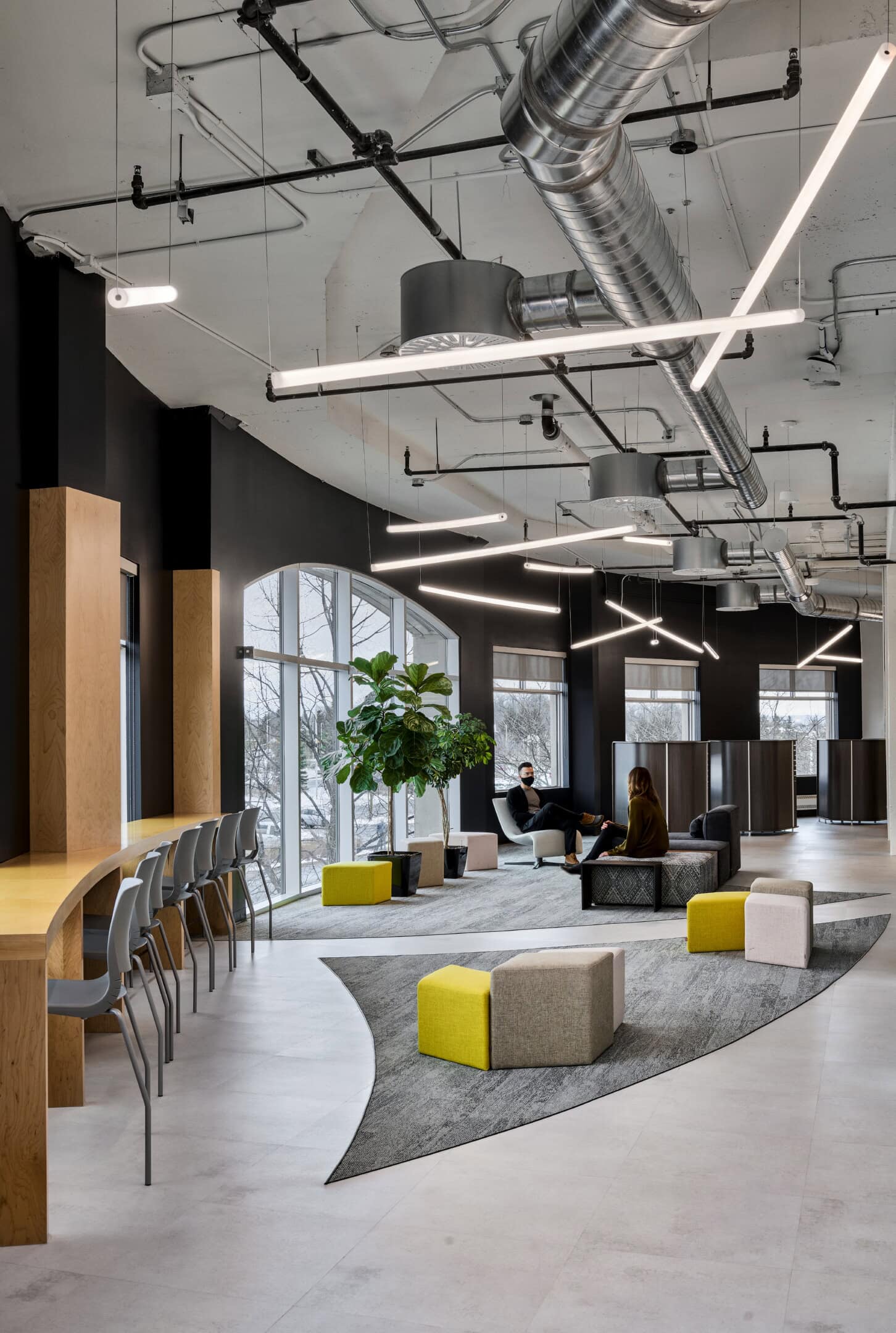 Reception lounge lighting at Mitel, Kanata