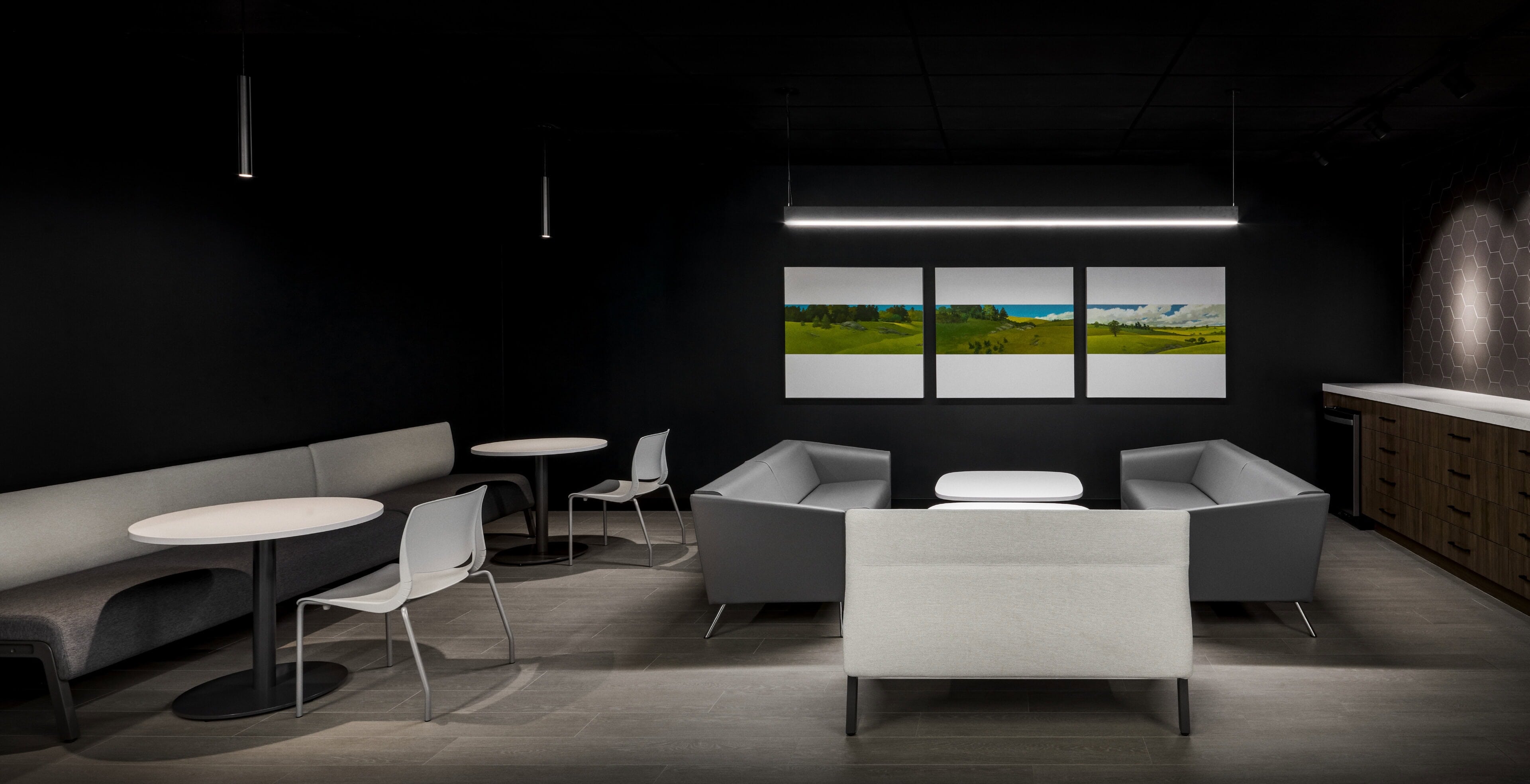 Lounge lighting at Mitel, Kanata