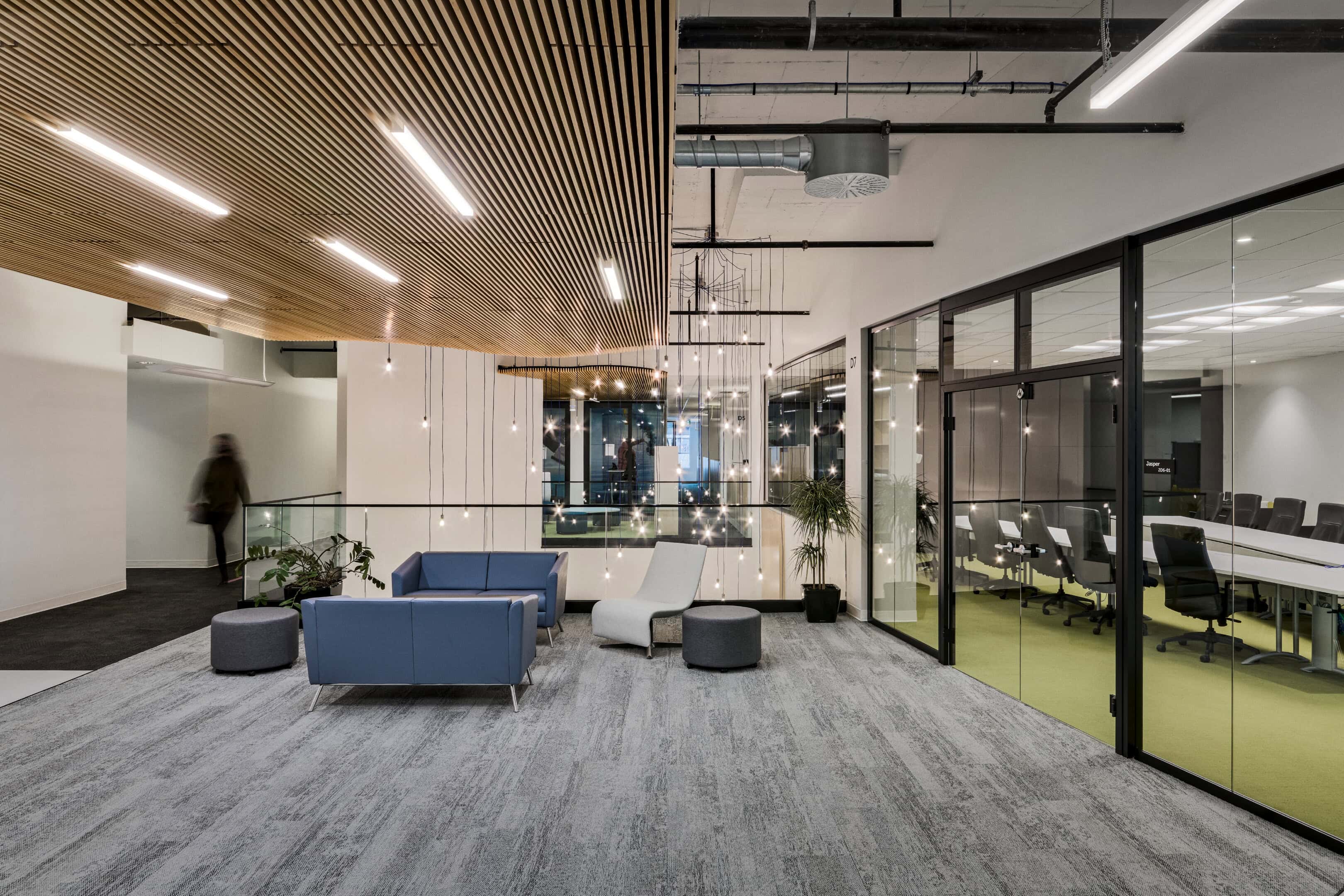 Open office corridor lighting at Mitel, Kanata