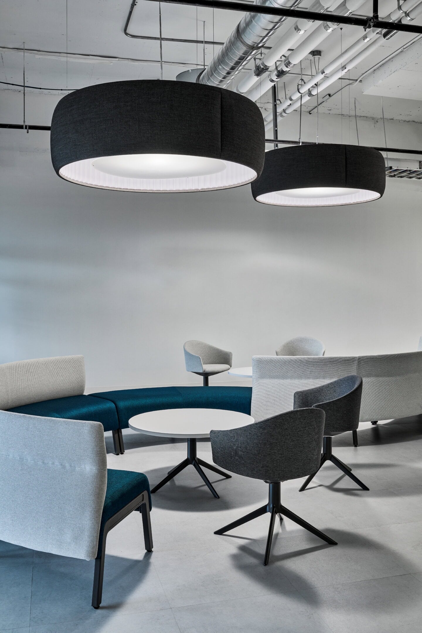 Lounge pendant lighting at Mitel, Kanata