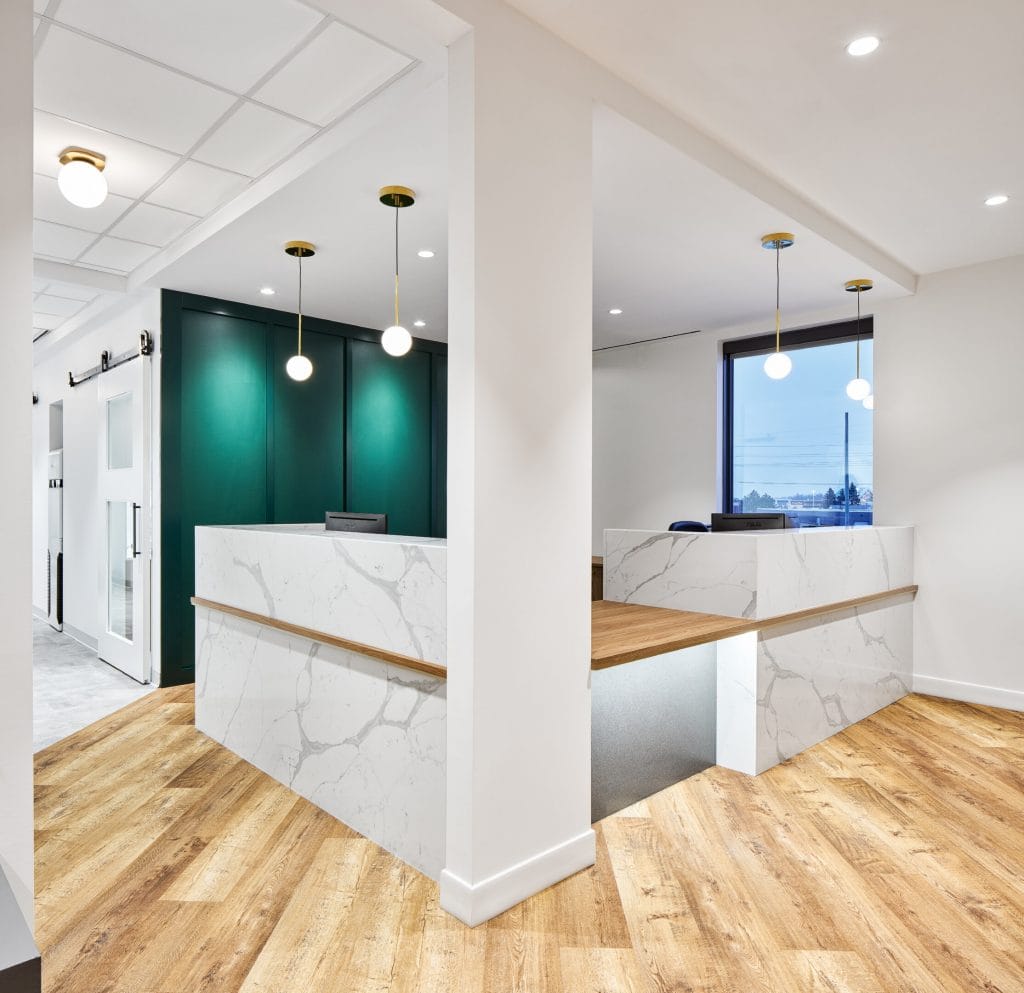 Reception lighting at Green Acres Family Dental, Stittsville
