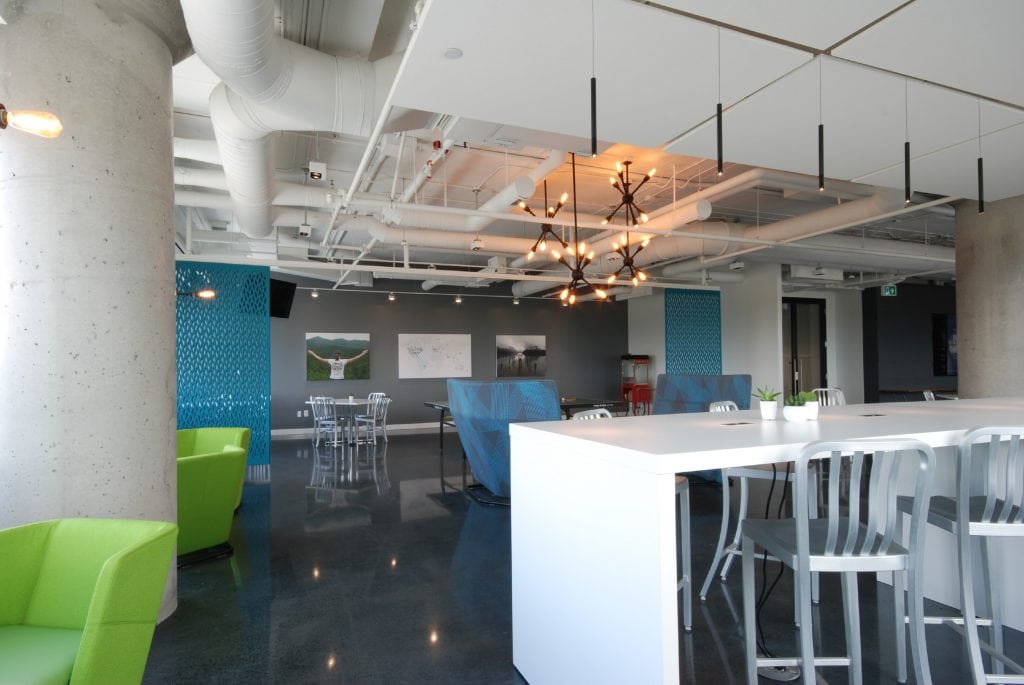 Breakout kitchen lighting at Pythian, Ottawa