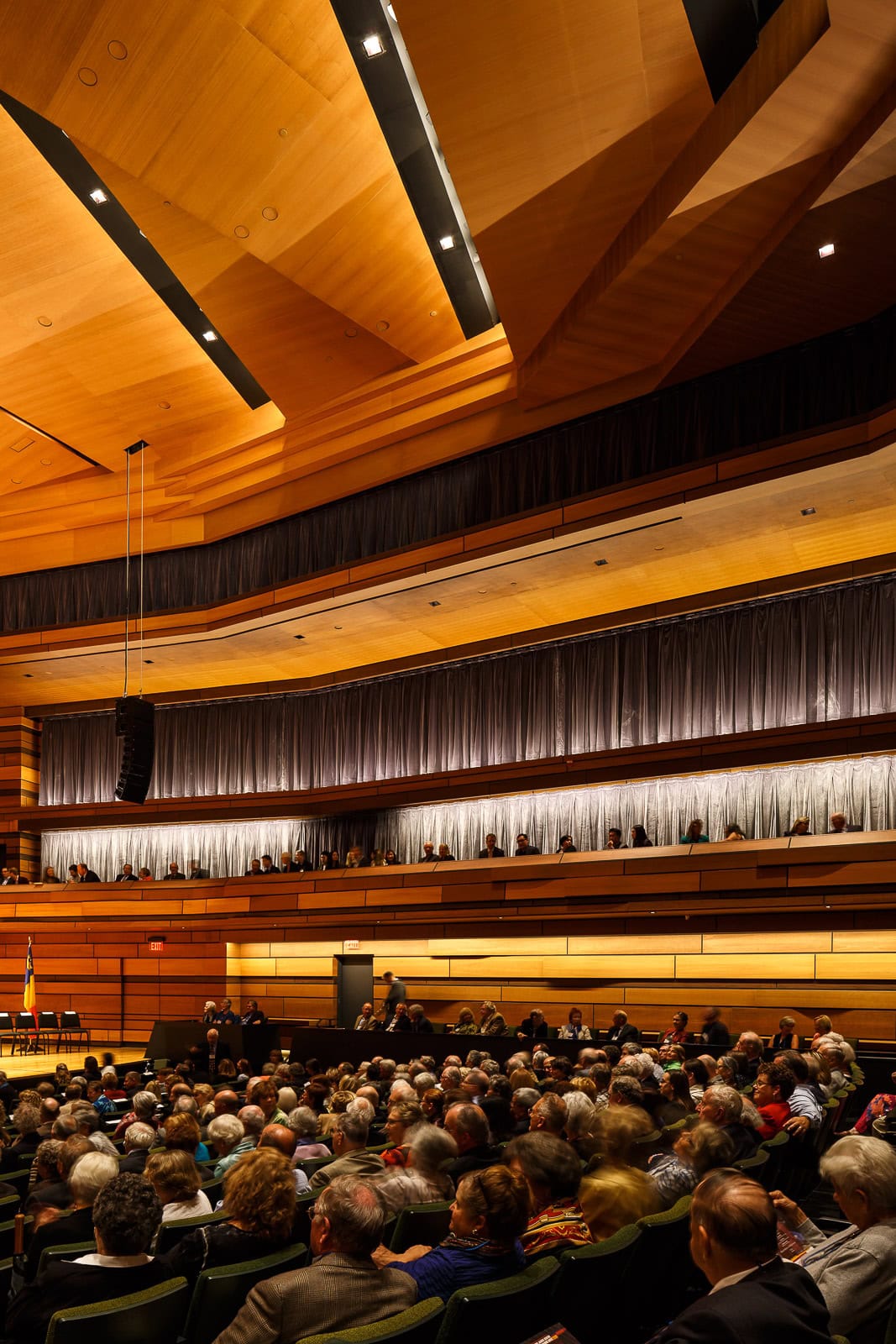 Concert hall balcony lighting at Isabel Bader Centre for the Performing Arts, Kingston