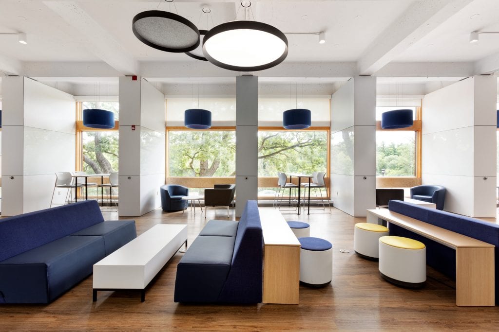 Lounge lighting at Carleton University Loeb Building, Ottawa
