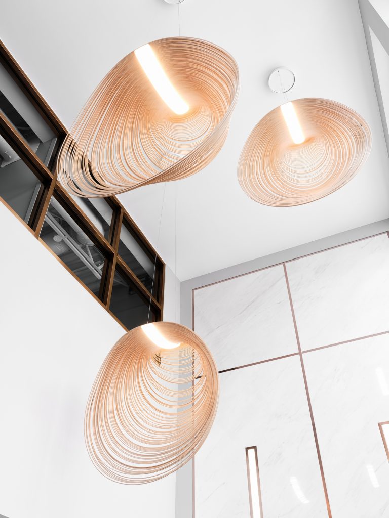 Pendant lighting detail at W Dental Studio, Ottawa
