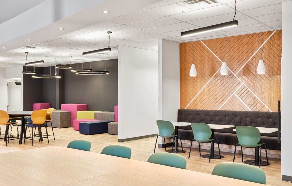 Breakout area pendant lighting at Assent Compliance, Ottawa