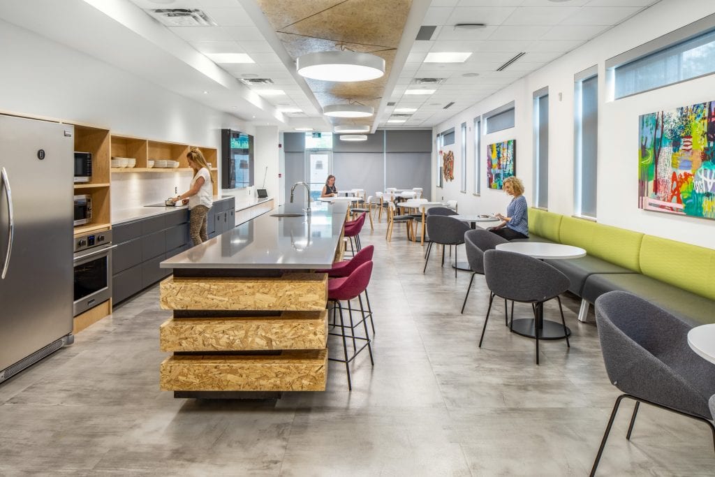 Kitchen and lounge lighting at Taggart Group of Companies, Ottawa