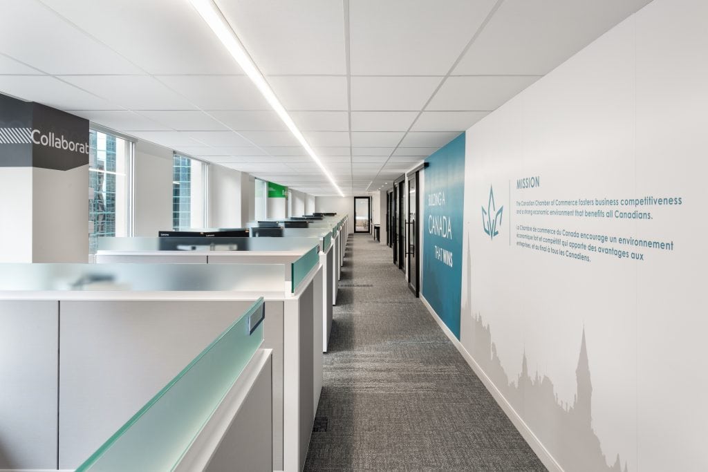 Corridor lighting at Canadian Chamber of Commerce, Ottawa