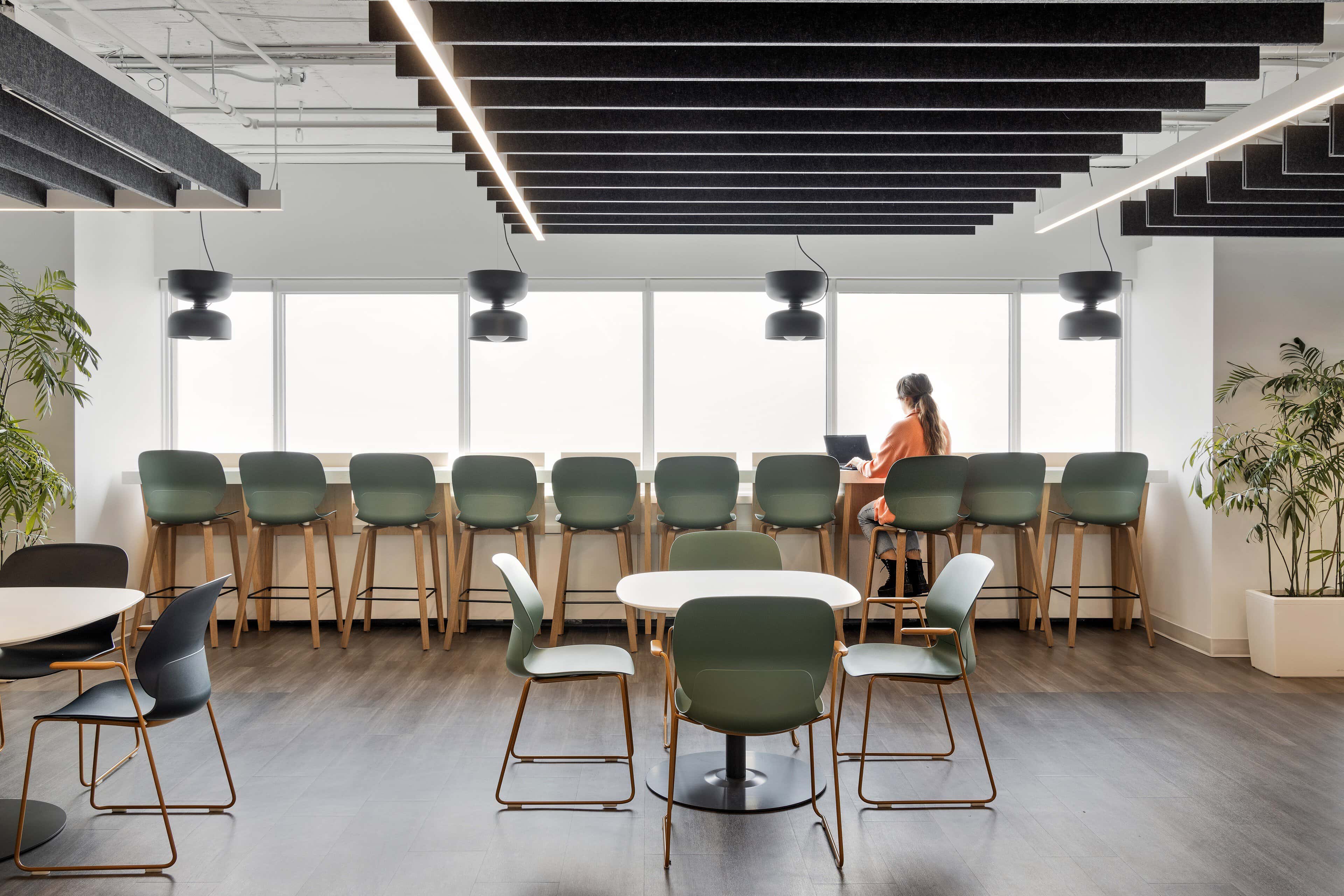 A-N-D Spotlight pendants over the café bar at the Federation of Canadian Municipalities (FCM), Ottawa