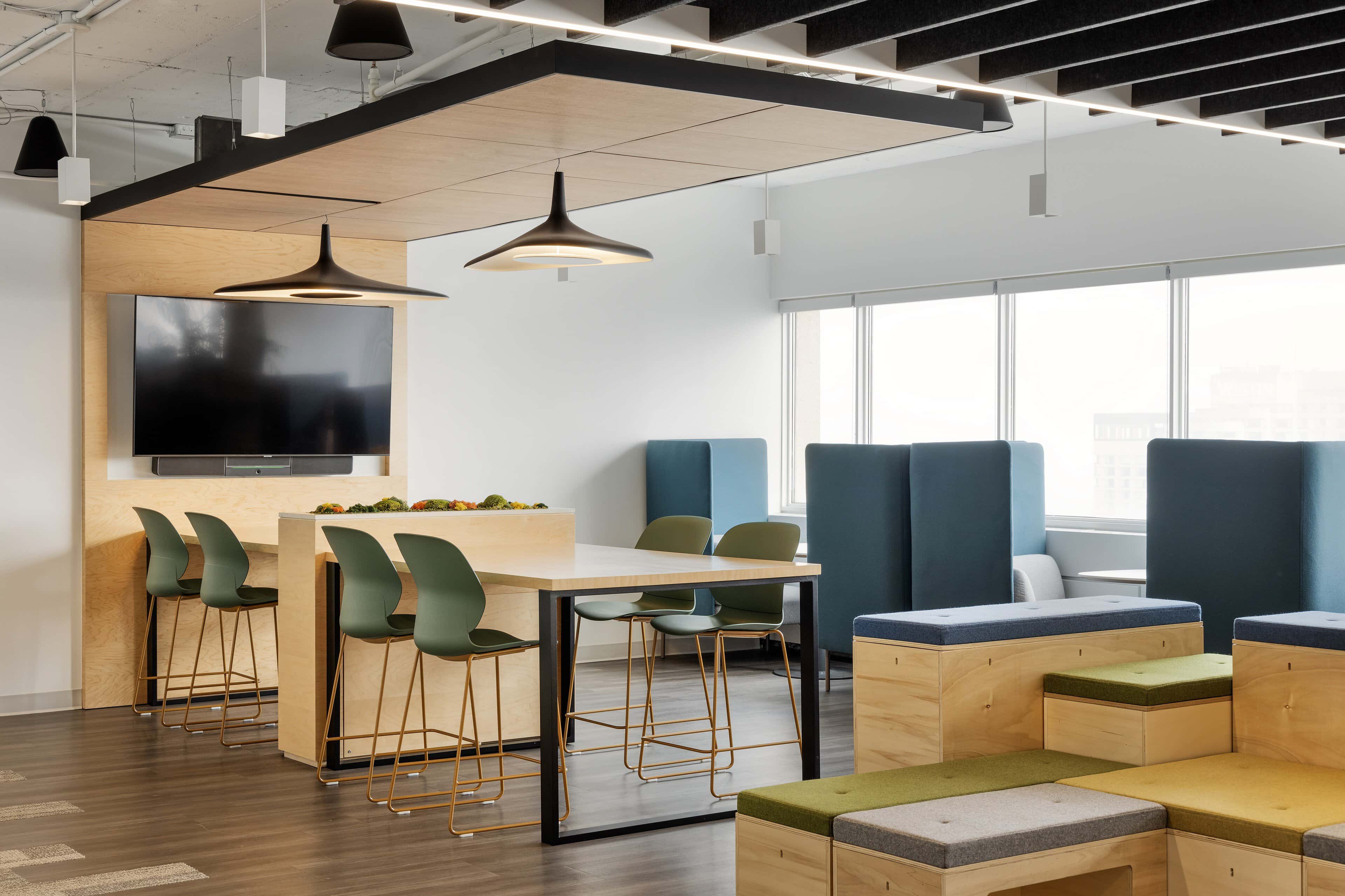 Luciole Cône pendants over the collaboration area at the Federation of Canadian Municipalities (FCM), Ottawa